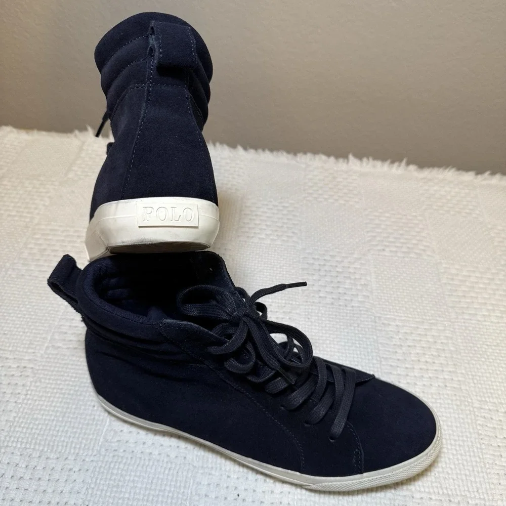 Polo Ralph Lauren Blue Suede GAVEN High Top Sneakers‎ Size 7D